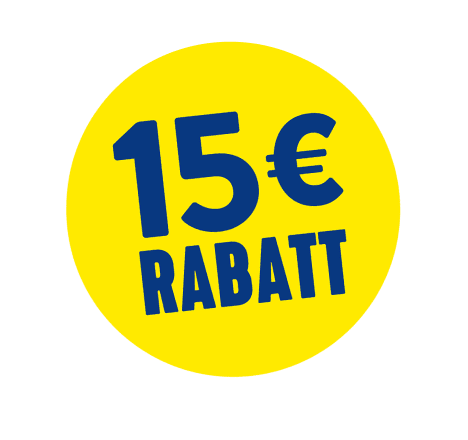 15€ Rabatt